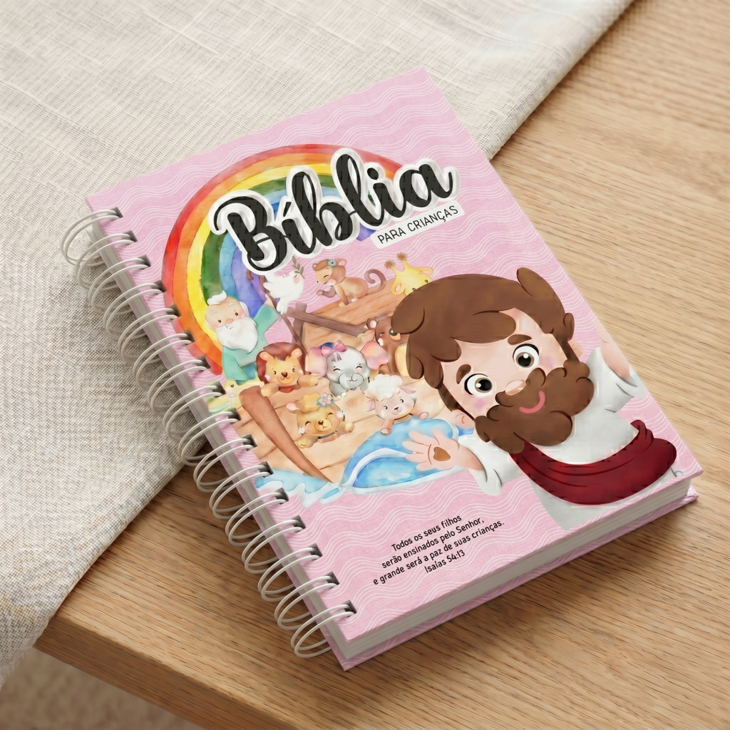 Bible Enfant Personnalisée | Vieux & Nouveau Testament 📖✨ — À partir de 6 ans couverture rose

